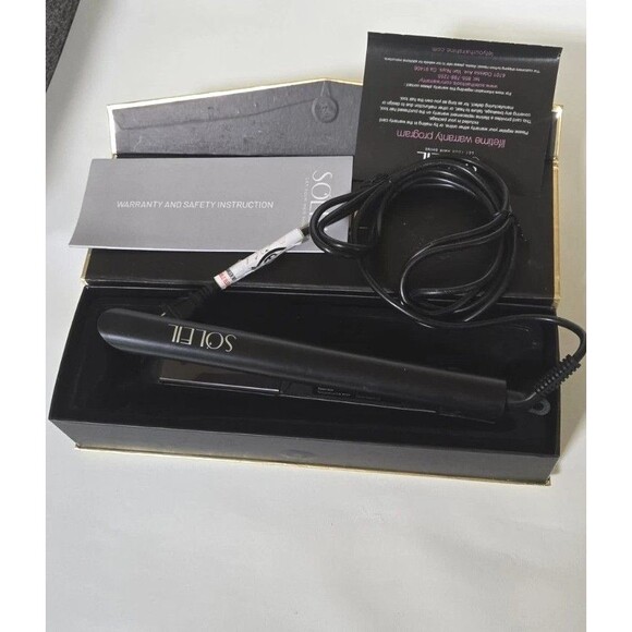 Soleil Model L10HSC-B1 Professional Solid Ceramic Flat Iron Black Tested.Working - Picture 4 of 12